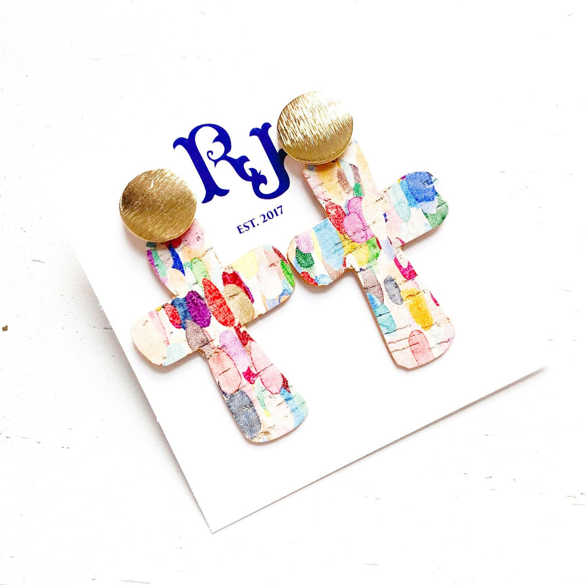 Spring Confetti Cross Earrings