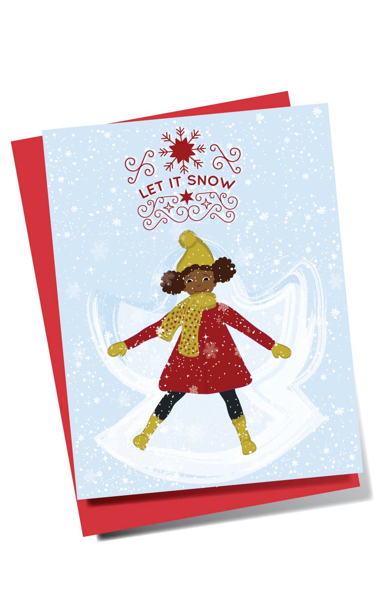 Snow Angel African-American Christmas Holiday GREETING CARD