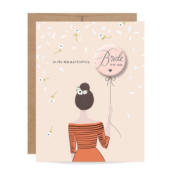 Bride-to-Be Button Card - Brunette