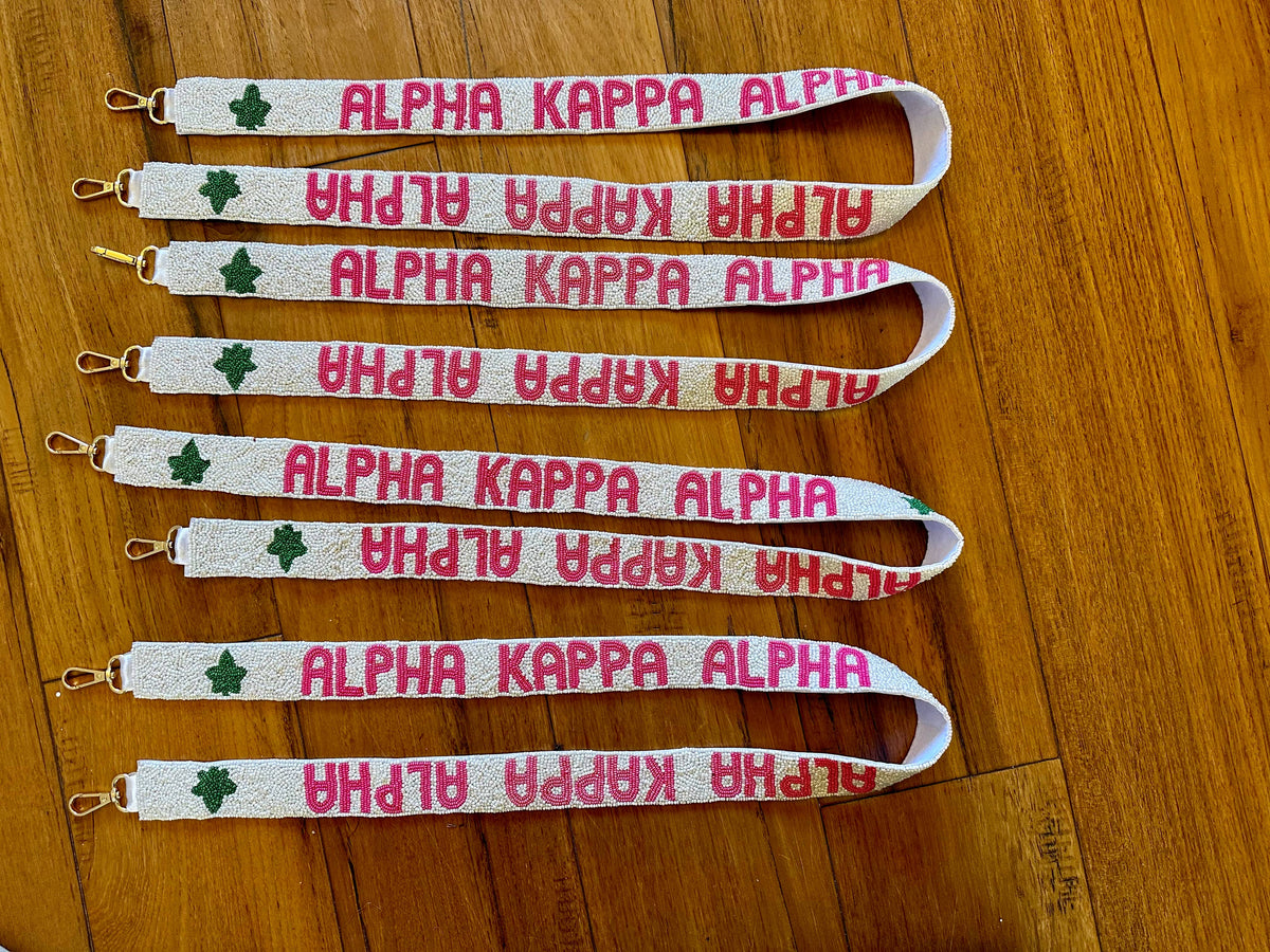 White Alpha Kappa Alpha AKA Sorority Beaded Purse Strap