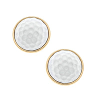 Flynn Golf Ball Stud Earrings in White