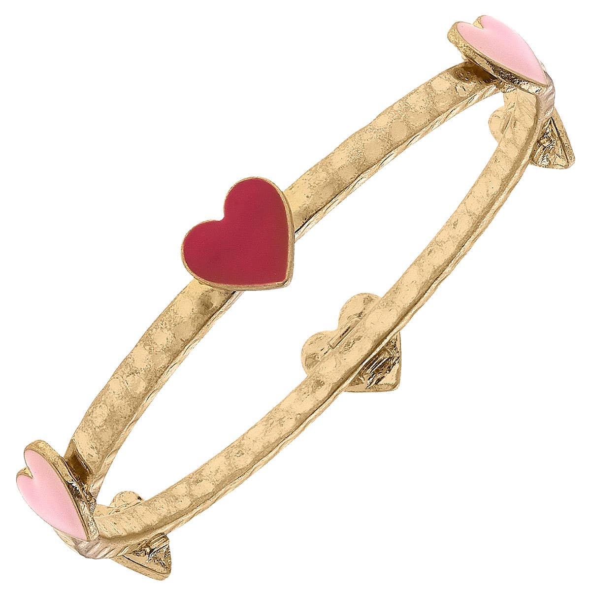 Claudia Enamel Heart Bangle in Pink & Fuchsia