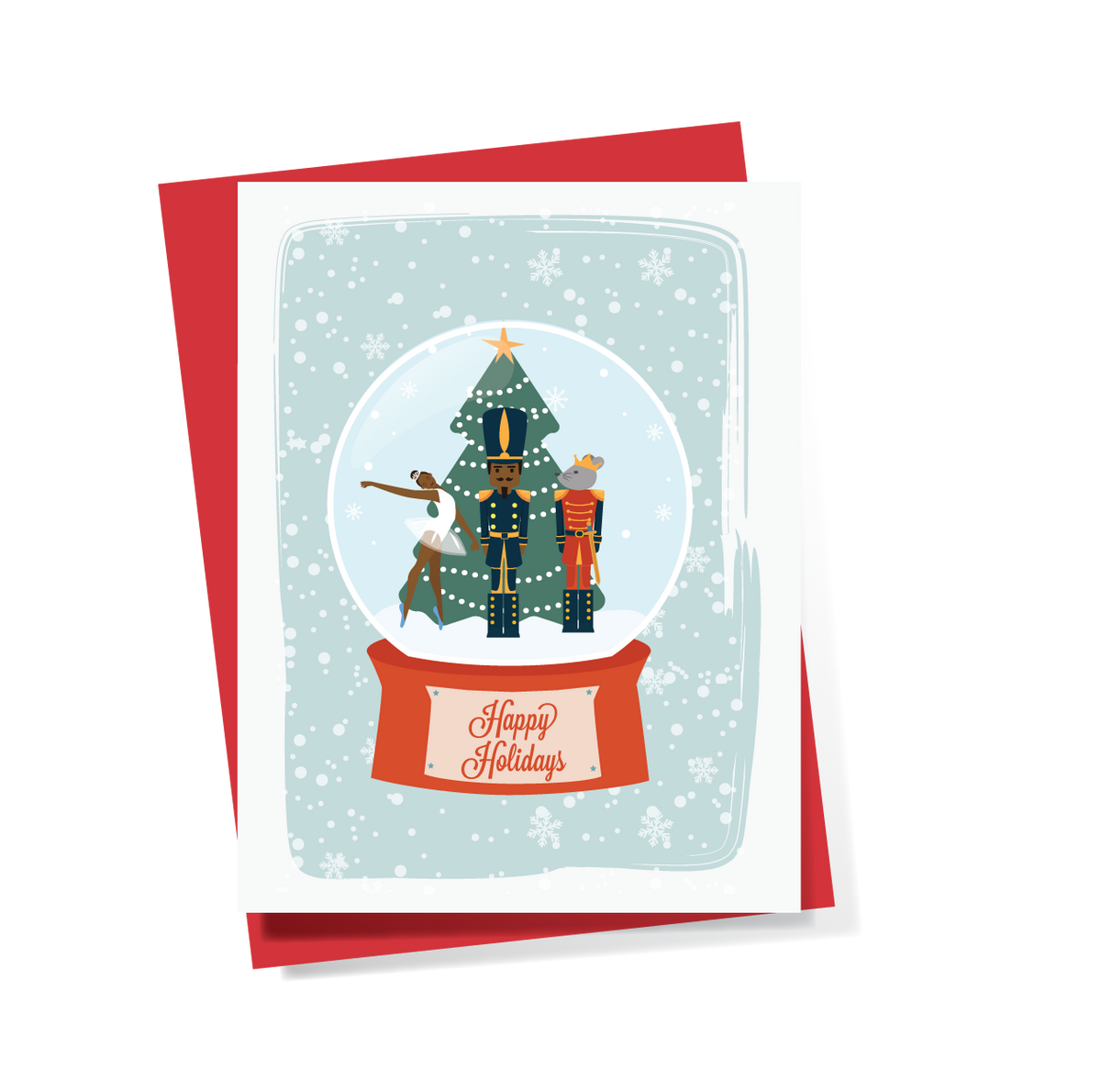 Snowglobe Nutcracker African-American Christmas Holiday GREETING CARD