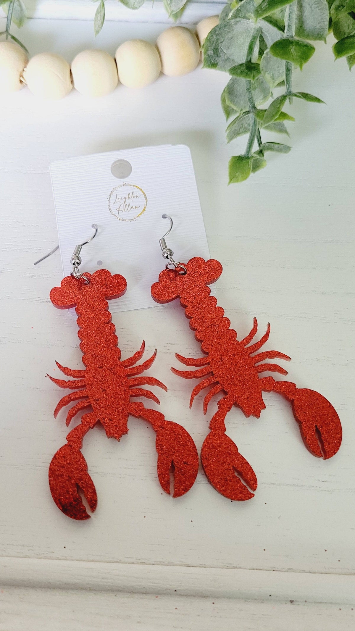 Mardi Gras crawfish Dangle Earrings