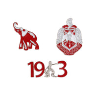 Red White Sorority Pin Set: 1.35 inches / Red and White / Rhodium