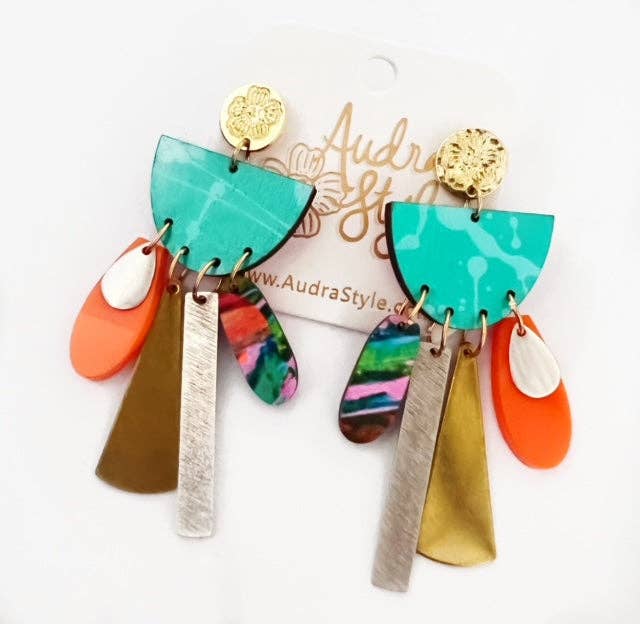 Colorful Bold Boho Charm Spring Summer Statement Earring