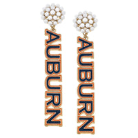 Auburn Tigers Pearl Cluster Outline Enamel Drop GAME DAY Earrings