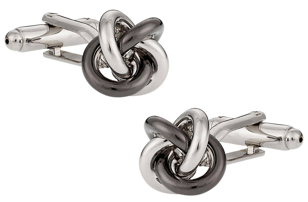 Gunmetal Silver Knot Cufflinks