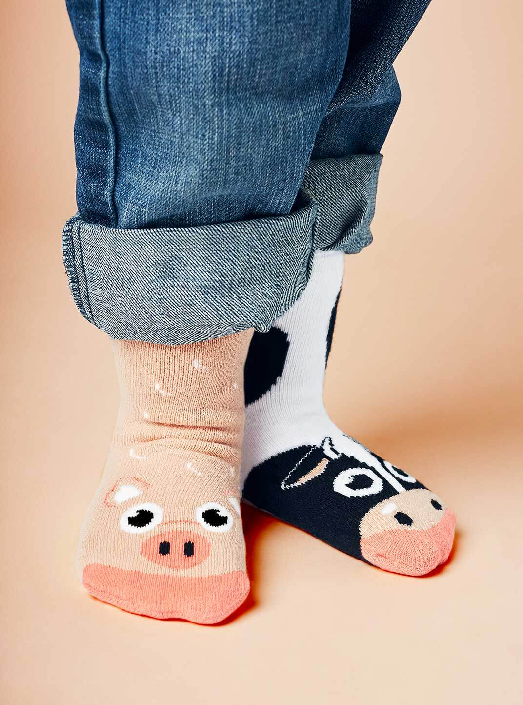 Cow & Pig | Kids Socks | Mismatched Crazy Fun Socks