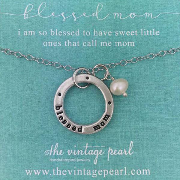 Blessed Mom Washer Necklace