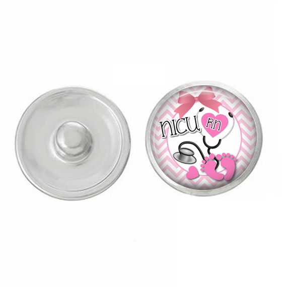 NICU Nurse Snap in Pink Chevron for Snap Jewelry