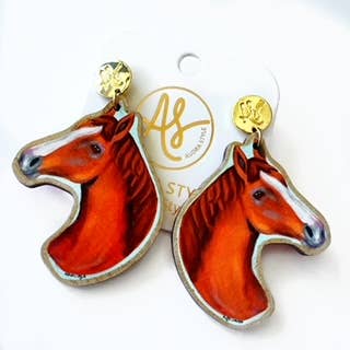 Horse Head Kentucky Derby Equestrian Statement Earrings