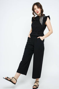 " Molly" MOCK NECK RUFFLED JUMPSUIT