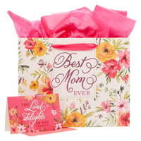 Best Mom Ever Pink Floral Large Gift Bag with Card - Isaiah
