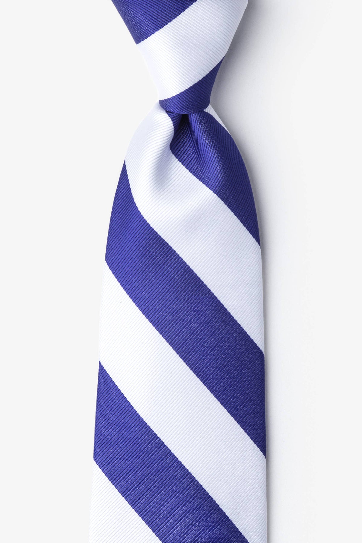 Blue and White College Collegiate Stripe - School Colors: Standard Necktie