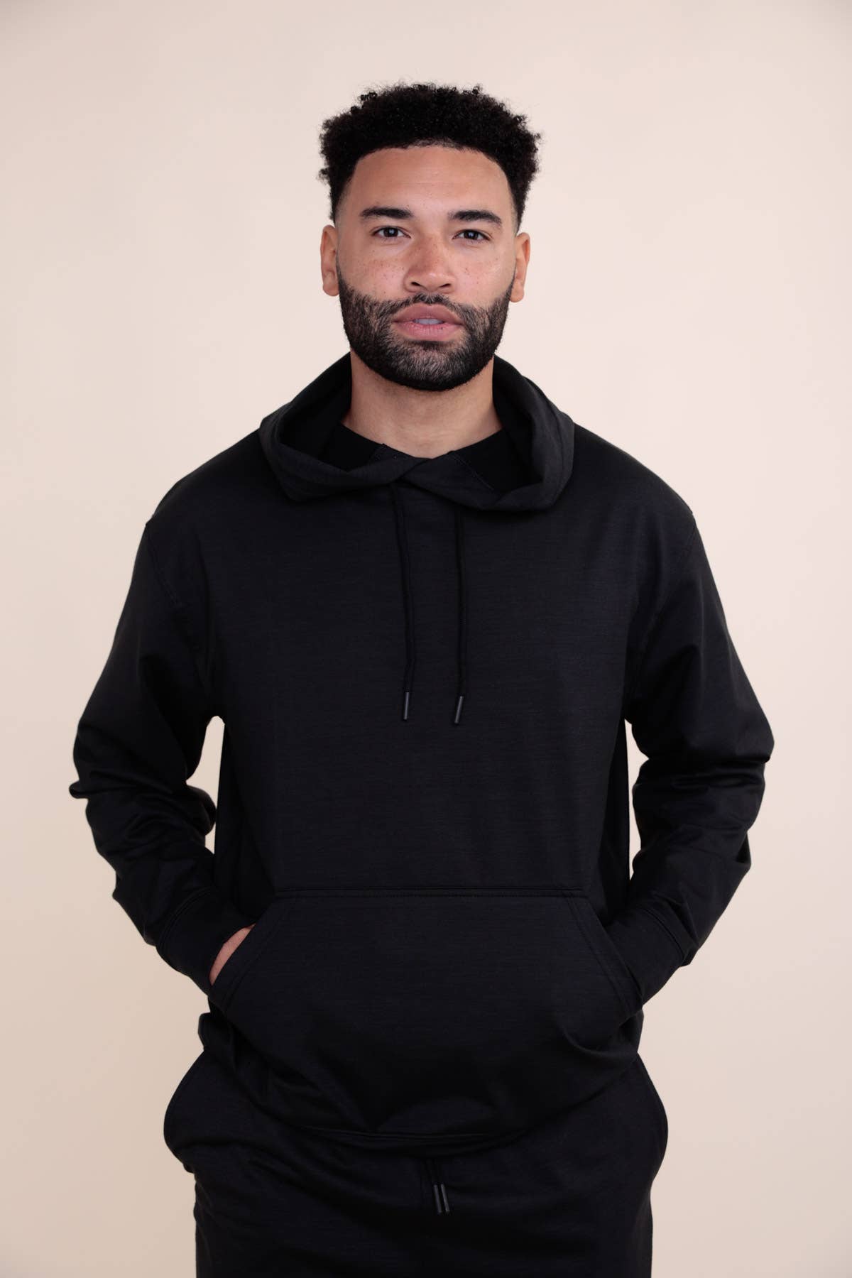 Melange Hoodie Pullover - BLACK