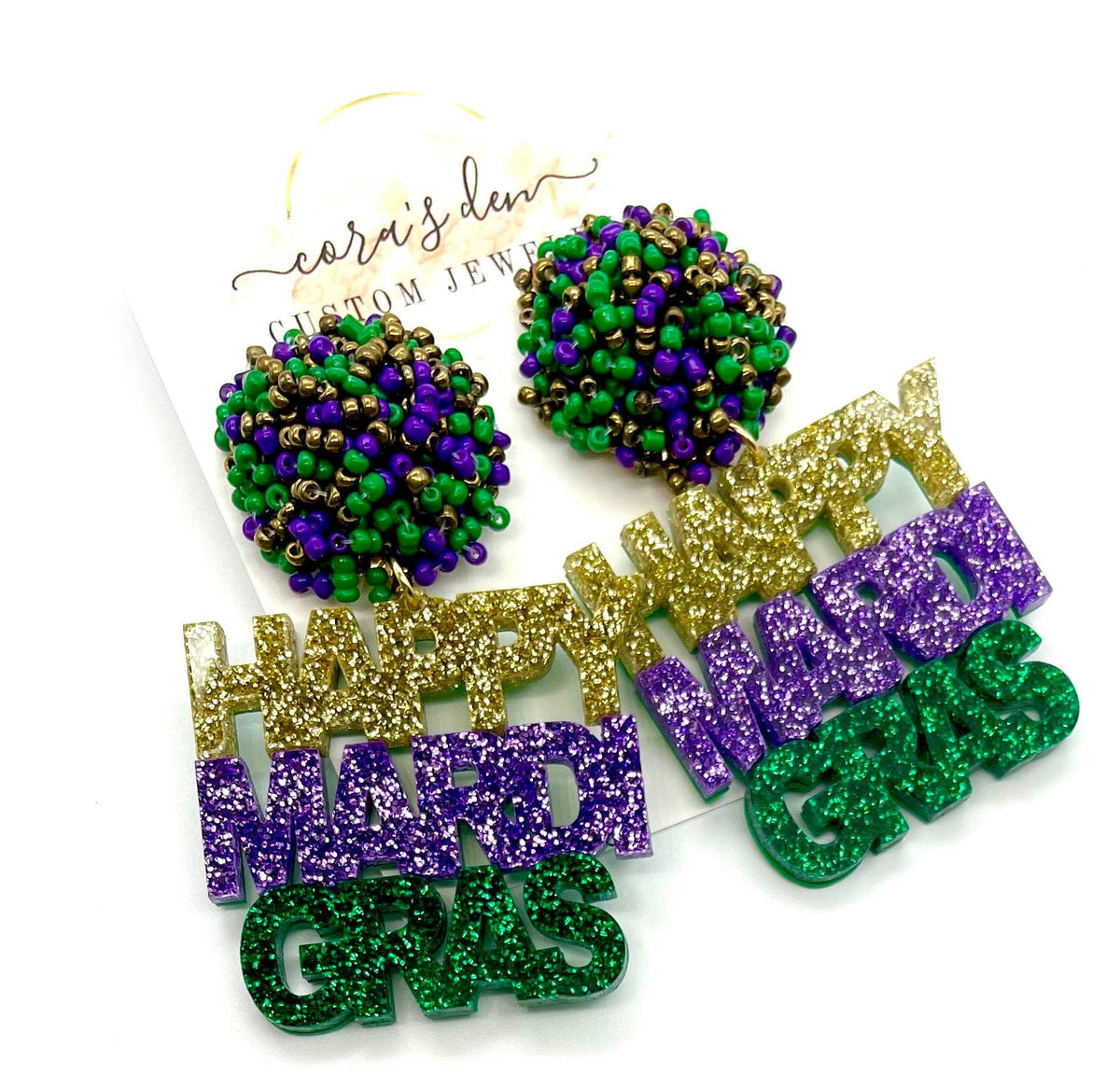 Mardi Gras Earrings with Beads