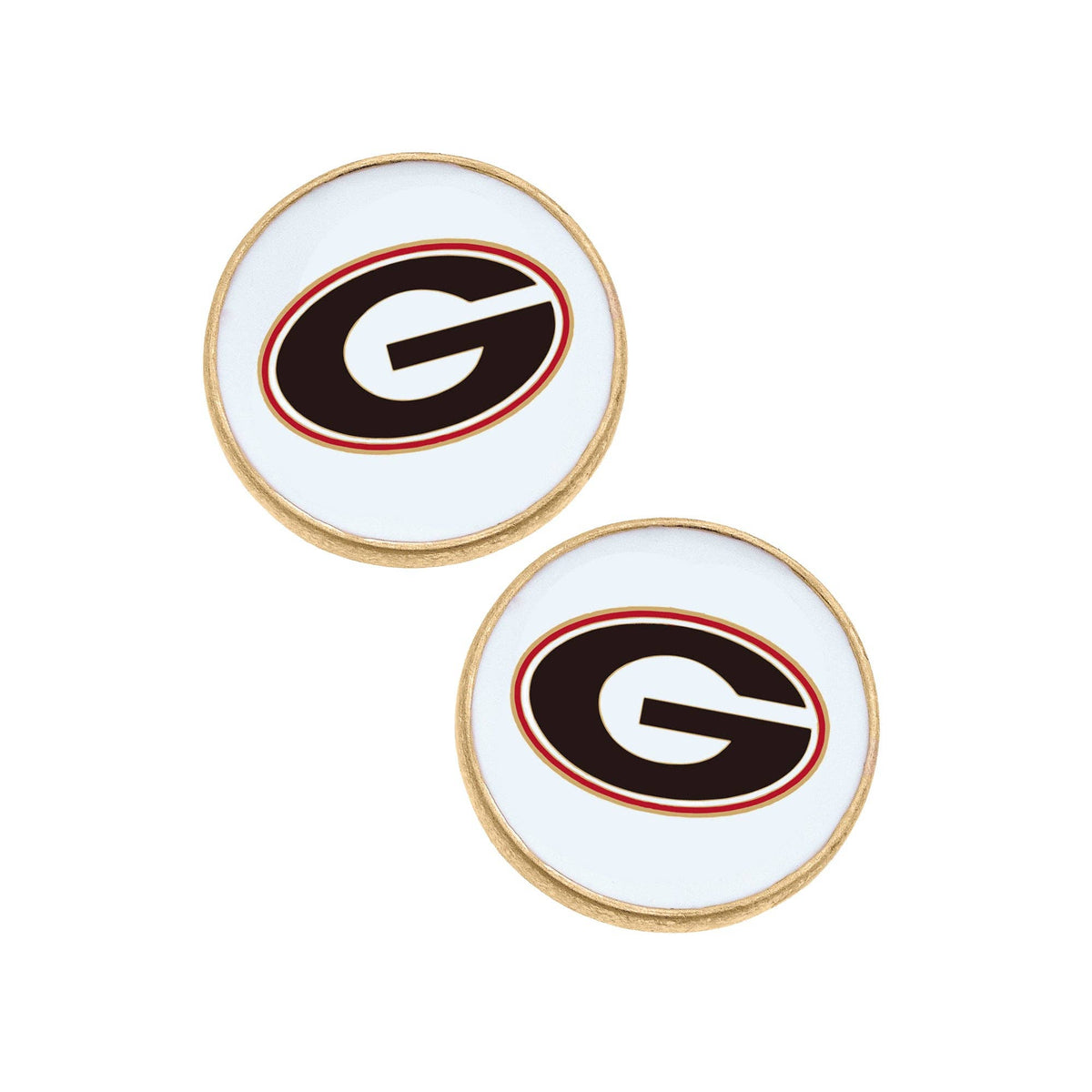 Georgia Bulldogs Enamel Disc Stud Earrings in White