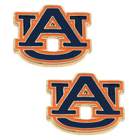 Auburn Tigers Enamel Stud Earrings in Burnt Navy/Orange GAME DAY