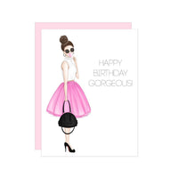 Happy Birthday Gorgeous Greeting Card- Light Skin Black Hair