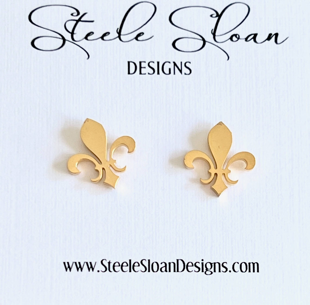 Fleur De Lis Gold Stud Earrings, Hypoallergenic Earrings