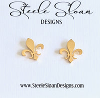Fleur De Lis Gold Stud Earrings, Hypoallergenic Earrings