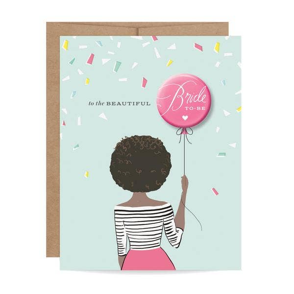 Bride-to-Be Button Card - Curls