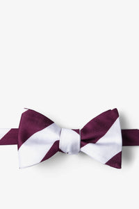 Maroon and White College Collegiate Stripe - School Colors: Self-Tie Bowtie