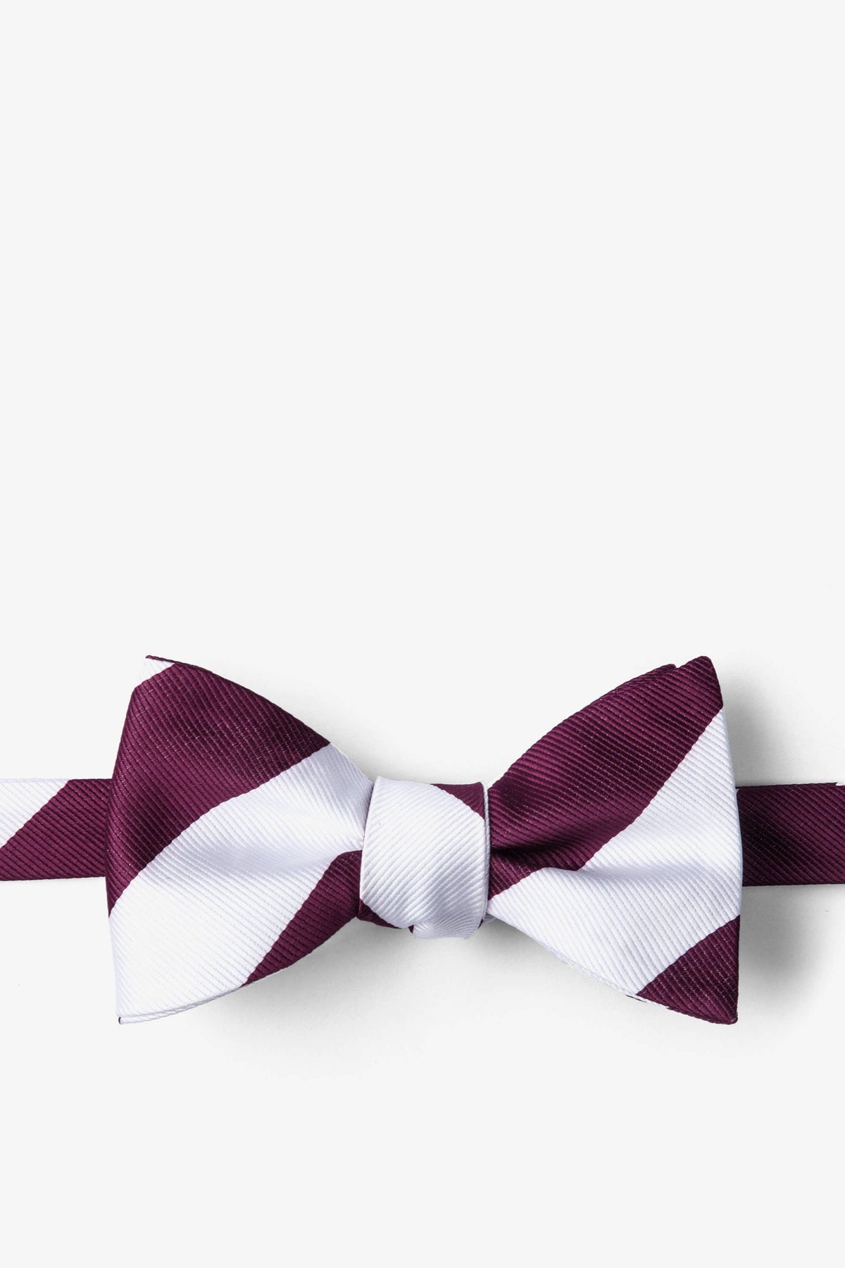 Maroon and White College Collegiate Stripe - School Colors: Self-Tie Bowtie