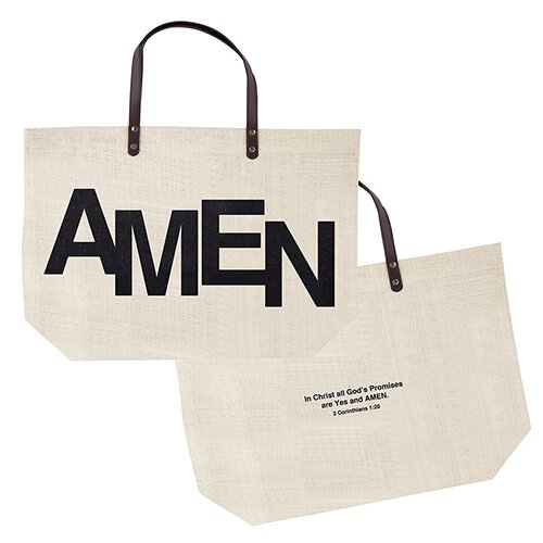 AMEN or PRAY  / 2 Corinthians 1:20 Jute Tote Bag