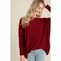 FLOWY BOATNECK DOLMAN TUNIC BURGUNDY