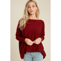 FLOWY BOATNECK DOLMAN TUNIC BURGUNDY