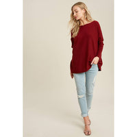FLOWY BOATNECK DOLMAN TUNIC BURGUNDY