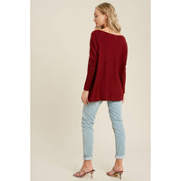 FLOWY BOATNECK DOLMAN TUNIC BURGUNDY