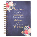 Best Teacher Ever Navy Large Wirebound Journal