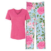 CARNATION ADULT V-NECK SHORT SLEEVE & PANT SET