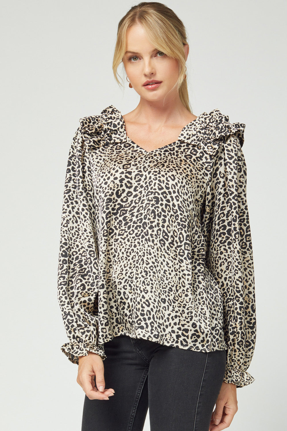 Satin Leopard Print Top