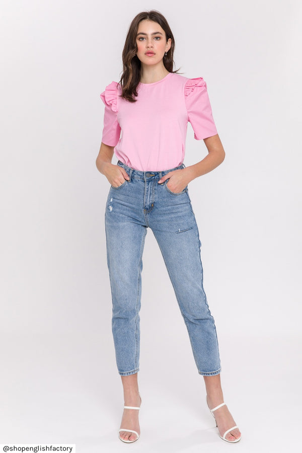 Poplin Combo Sleeve T-Shirt