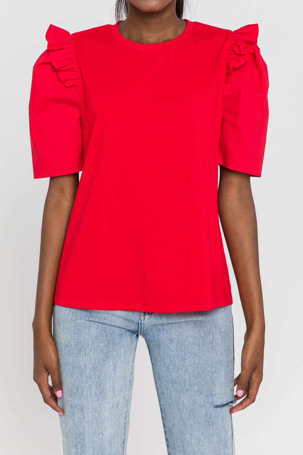 Poplin Combo Sleeve T-Shirt