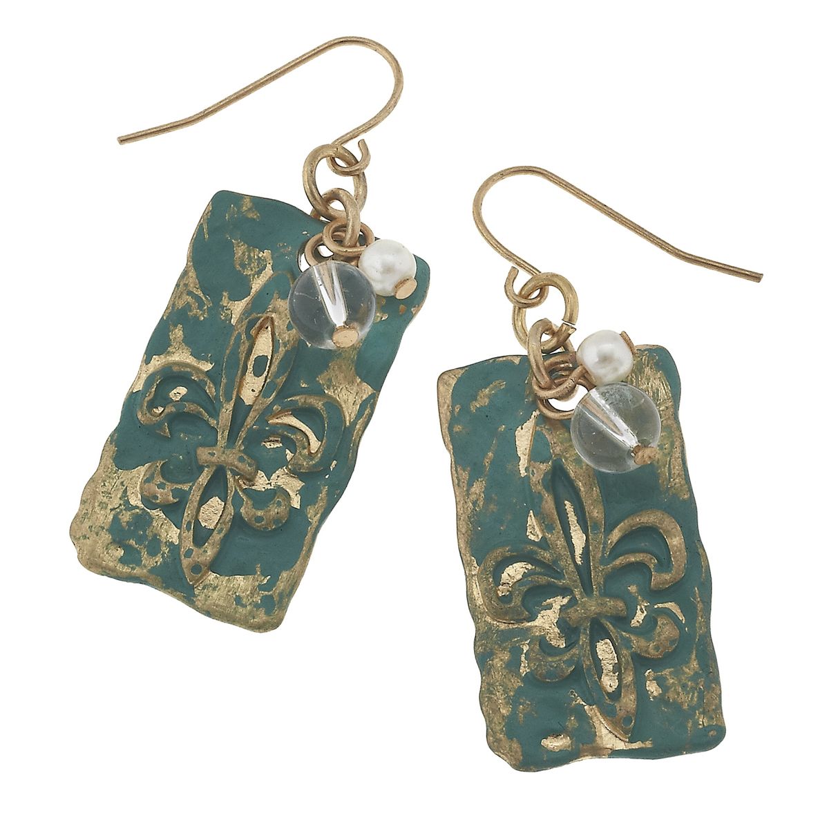 Fleur De Lis Patina Earrings
