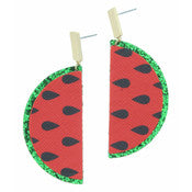 GOLD POST WITH TWO TONE LEATHER WATERMELON EARRING