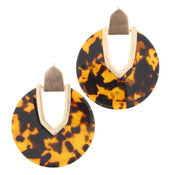 GOLD STUD WITH PARTIALLY OPEN TORTOISE RESIN CIRCLE EARRING
