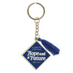 Hope and a Future Navy Metal Graduation Keyring with Tassel in Gift Tin - Jeremiah 29:11