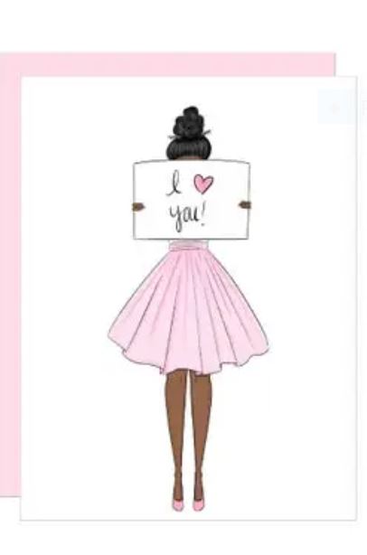 I Love You Valentine's Day  Greeting Card - Black Hair Dark Skin