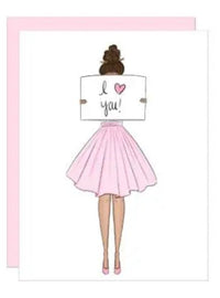 I Love You Valentine's Day Greeting Card - Brunette Light Skin