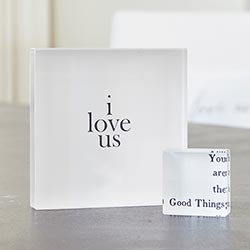 Face to Face Lucite Block - I Love Us