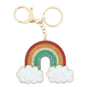 CLEAR CONFETTI CLOUD WITH GLITTER RAINBOW KEYCHAIN