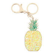 YELLOW CONFETTI PINEAPPLE WITH ENAMEL TOP KEYCHAIN