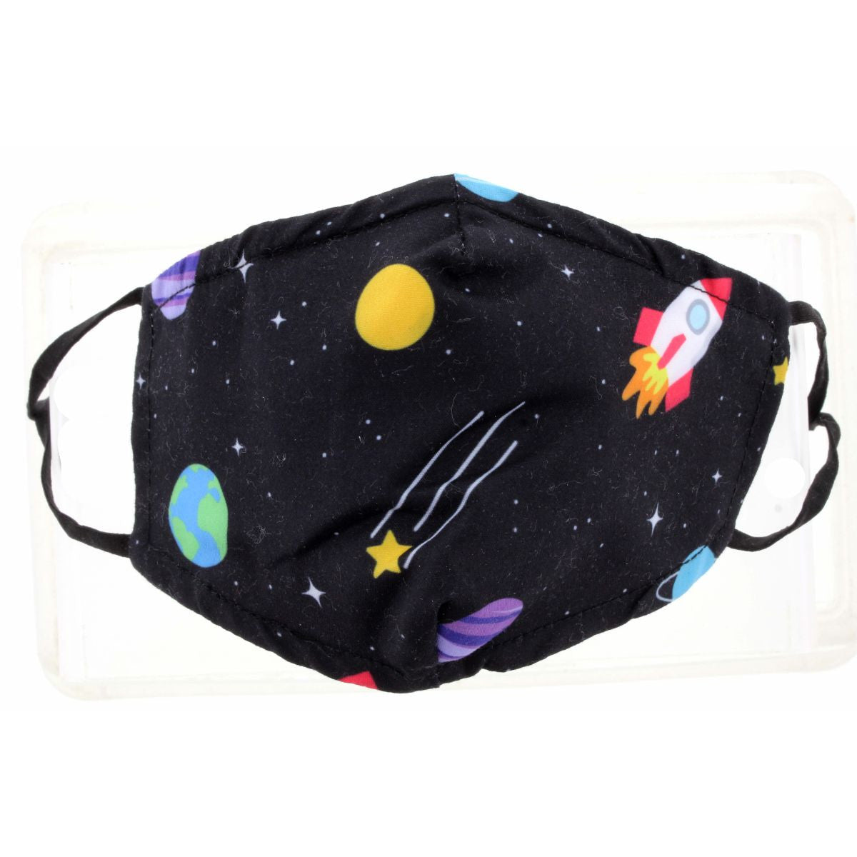 KIDS OUTER SPACE FACE MASK, ADJUSTABLE ELASTIC EAR STRAPS