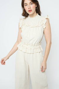 " Molly" MOCK NECK RUFFLED JUMPSUIT